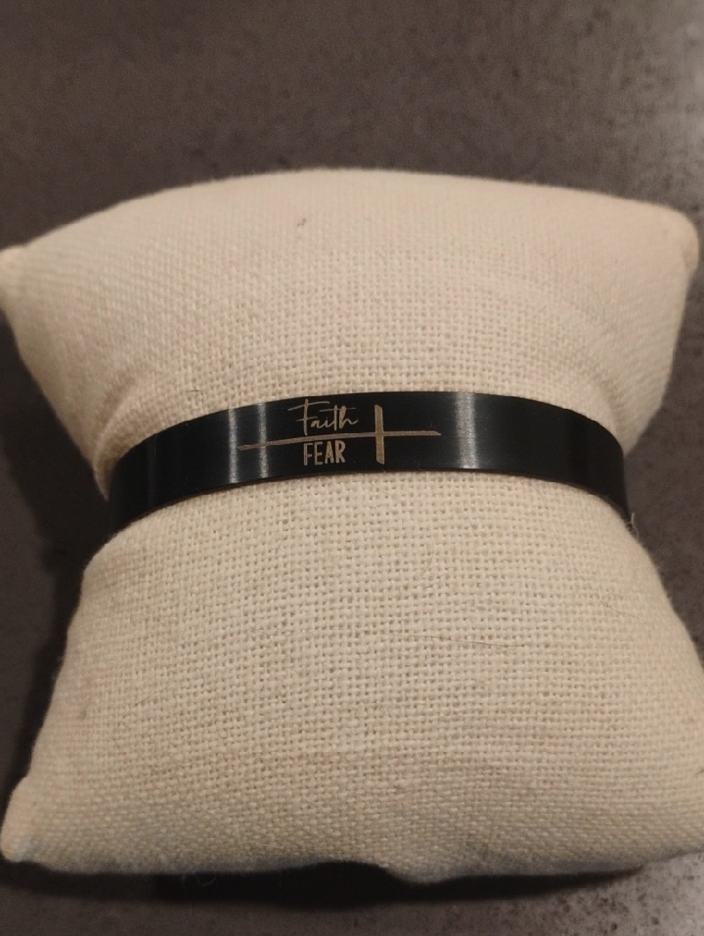 Black Men’s Inspirational Faith Over Fear Cuff Bracelet